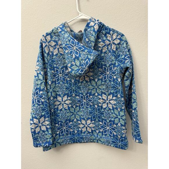 Talbots T by Talbots Nordic Blue Snowflakes‎ Fleece Hoodie Pullover Size XS - Picture 3 of 8
